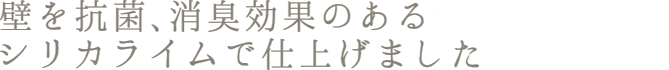 壁を抗菌、消臭効果のあるシリカライムで仕上げました